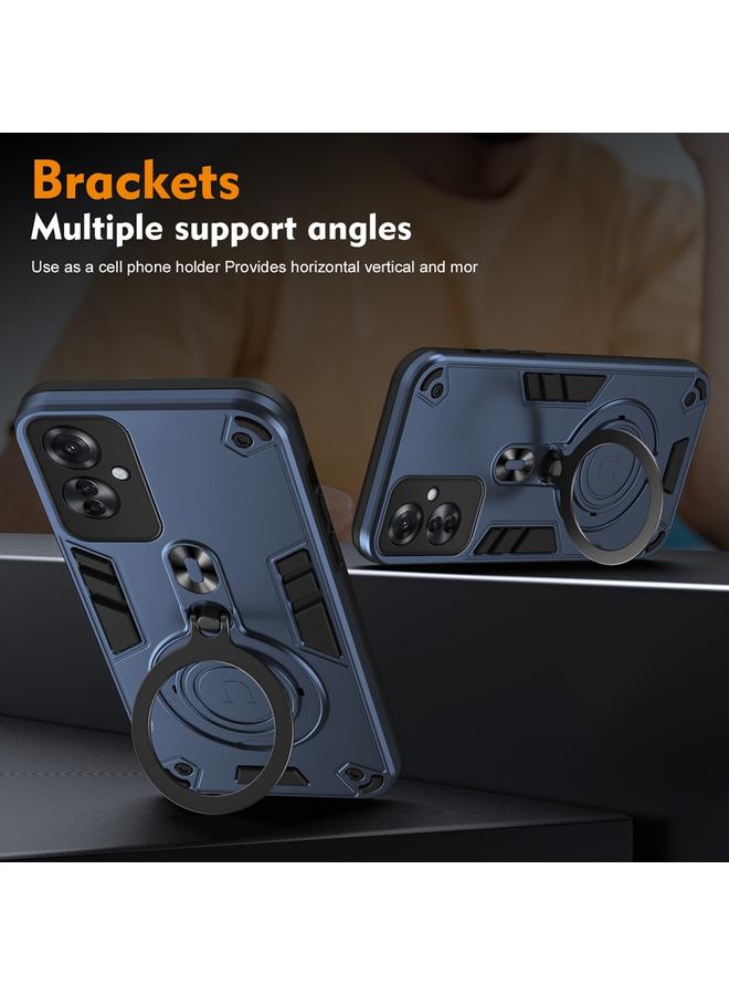 erorex Case For OPPO Reno11 F Metal Ring 360 Degree Rotating Holder PC Hybrid TPU Phone Case - Image 3