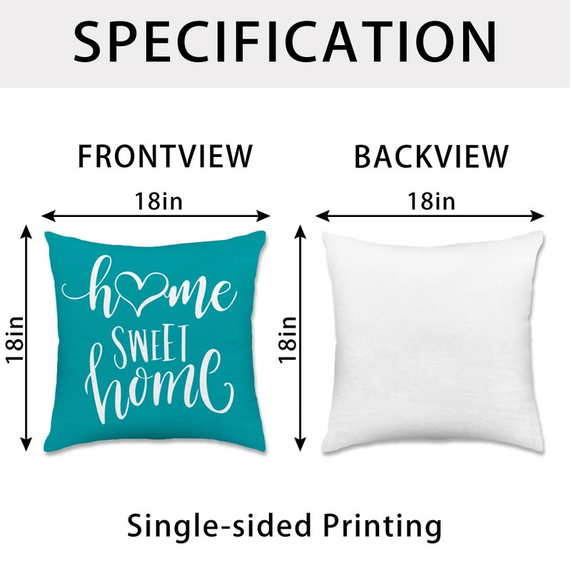 Hexagram Geometric Teal Pillow Covers 18x18 Set of 4, Decorative Outdoor Boho Modern Throw Pillow Covers, Home Sweet Home Farmhouse Cushion Case for Couch Sofa Bedroom Indoor Decor(No Insert) - Image 4