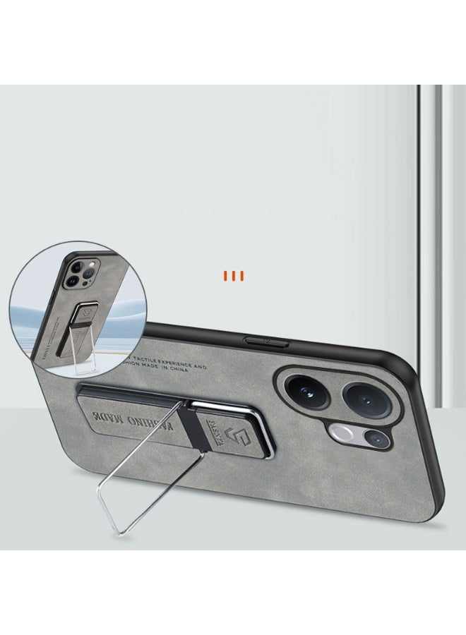 عام غطاء هاتف لفيفو V60، غلاف لفيفو V60 مع حامل معدني مغناطيسي، غلاف سيليكون ناعم من TPU مقاوم للصدمات للرجال والنساء، غلاف من جلد PU زغبي. - Image 4