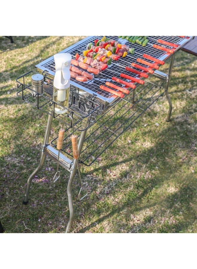 WALALLA Portable Large Charcoal Grill - 99cm Foldable Stainless Steel BBQ for Outdoor Cooking, Compact Design for Camping, Beach & Garden Parties (Easy Carry & Clean) - Image 4