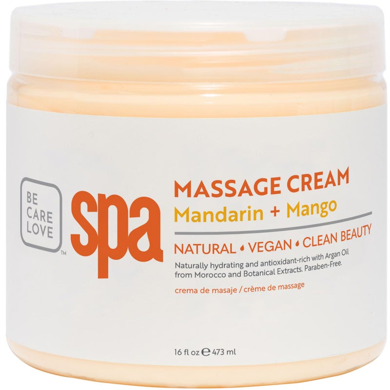 BCL SPA Massage Cream organic Mandarin + Mango body lotion with shea butter, aloe vera, peppermint, argan and jojoba oils, body cream to invigorate, hydrate and soften the skin. Home/Pro use 16 fl oz - Image 1