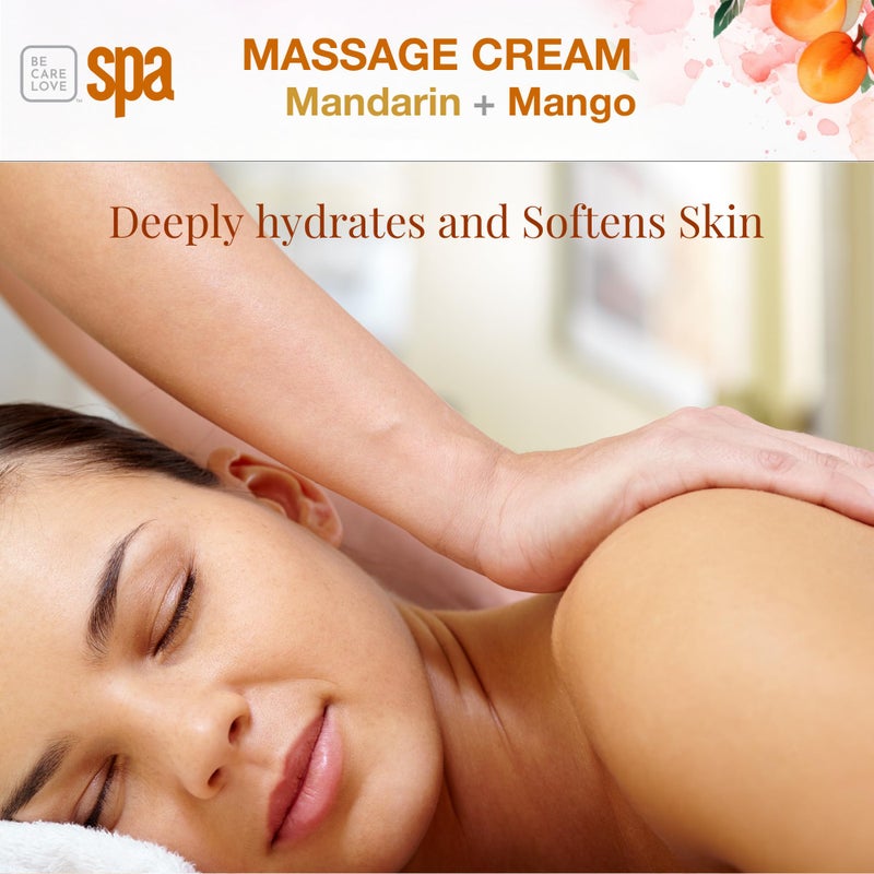 BCL SPA Massage Cream organic Mandarin + Mango body lotion with shea butter, aloe vera, peppermint, argan and jojoba oils, body cream to invigorate, hydrate and soften the skin. Home/Pro use 16 fl oz - Image 4
