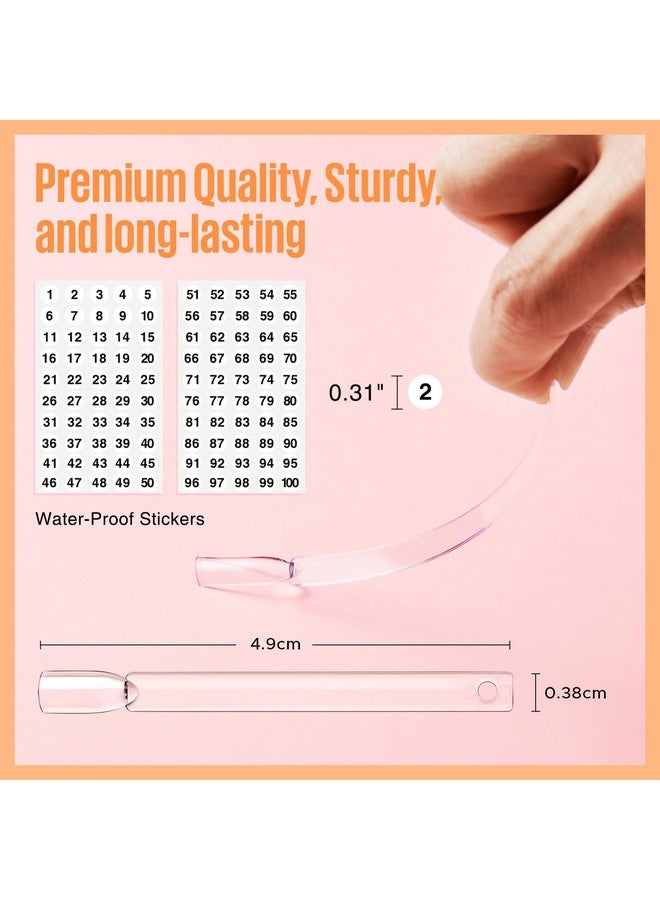 MEFA MEFA 50 Pcs Clear Nail Swatch Sticks with Ring and Numbered Tips, False Nail Sample Sticks for Nail Art Polish Color Practice Fan-shaped Display - Image 5