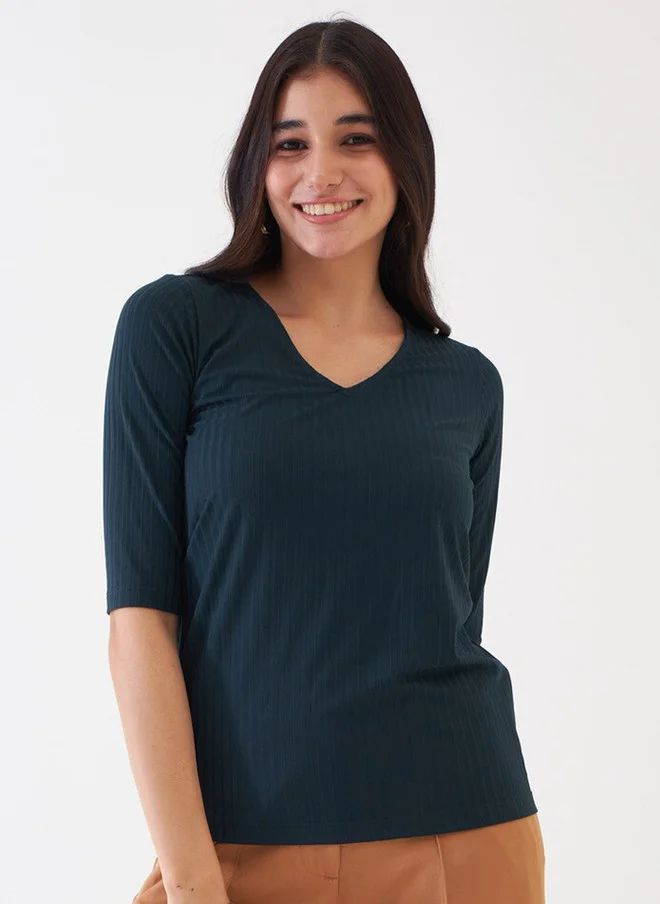 سولت اتاير SALT ATTIRE Vertical Stripes V-Neck Top