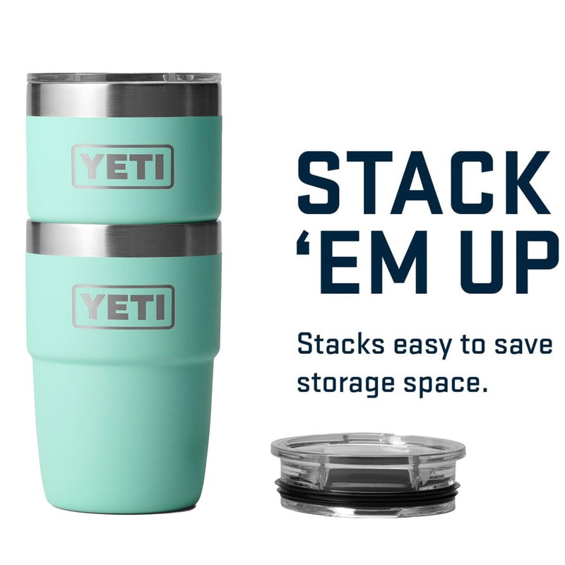 YETI كوب قهوة معزول بسعة 8 أونصات من ييتي رامبلر مع غطاء - كوب قهوة مزدوج الجدار قابل للتكديس - بطانة سيراميك دُورا سِب - تصميم مناسب للمحترفين - مصنوع من الفولاذ المقاوم للصدأ - آمن في غسالة الصحون، لون البحر - Image 4