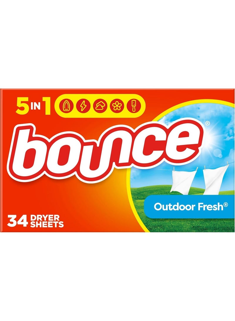 Bounce Fabric Softener Dryer Sheets Outdoor Fresh Scent 34 Count - Image 1