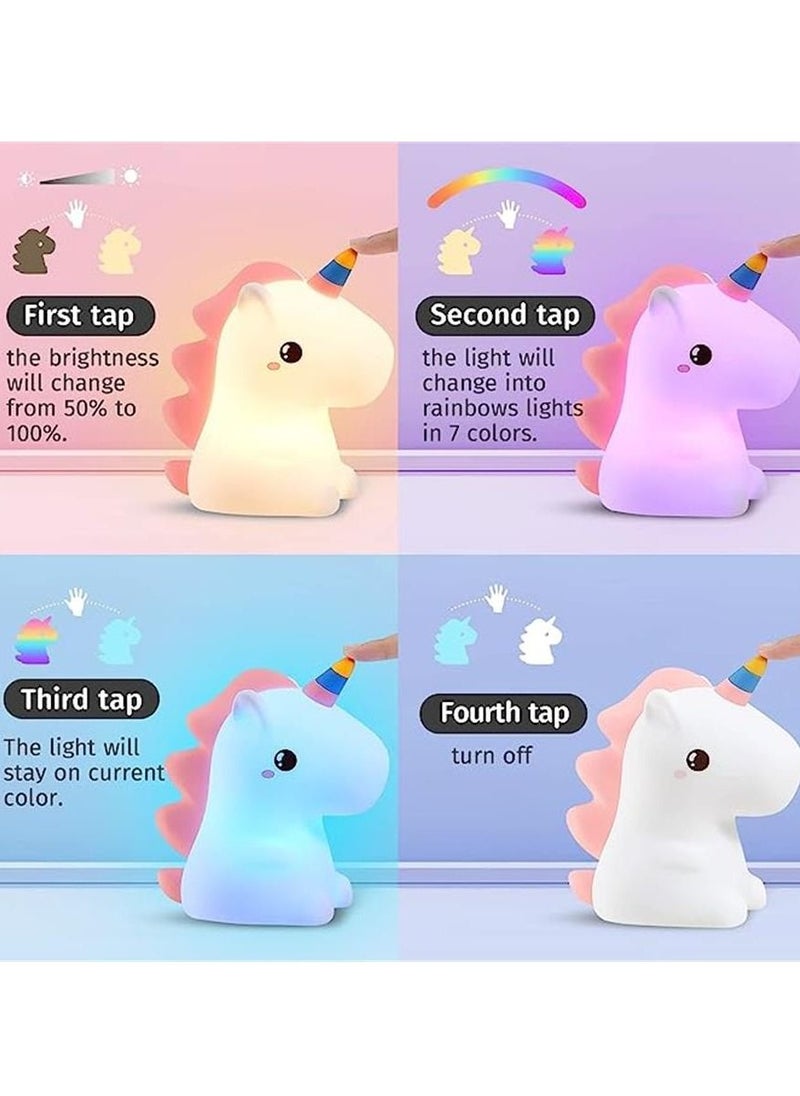 Generic - Unicorn Night Lights for Girls Bedroom,16 Colors Cute Night Light for Kids, LED Rechargeable Unicorn Lamp, Unicorns Gifts for Girls Night Light, Silicone Night Light Kids Cute Kawaii Stuff - Image 1