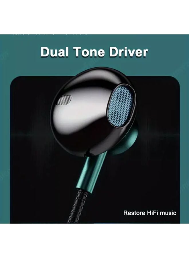 Green Type C Wired Earbuds with Bass Boost Noise Cancelling Mic for Gaming Office - Image 5