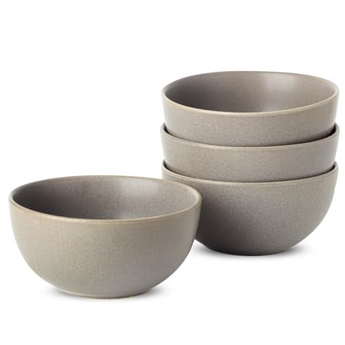 Tikooere Cereal Bowls Set of 4, 24 oz Ceramic Bowls for Kitchen, Stoneware Soup Bowls for Salad, Ramen, Snack, Dessert, Unique Housewarming Gift, Dishwasher Microwave Safe, Matte Gray - Image 1