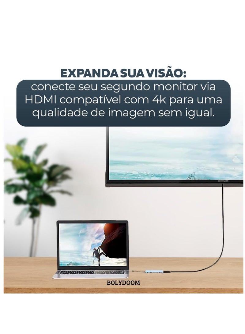 بولي محول موزع USB Type C 3.0 11 في 1 - محول USB متعدد المنافذ مع RJ45 HDMI Ethernet USB 3.0 VGA P2 - متوافق مع MacBook Pro / Air و Windows - BOLYDOOM - Image 5