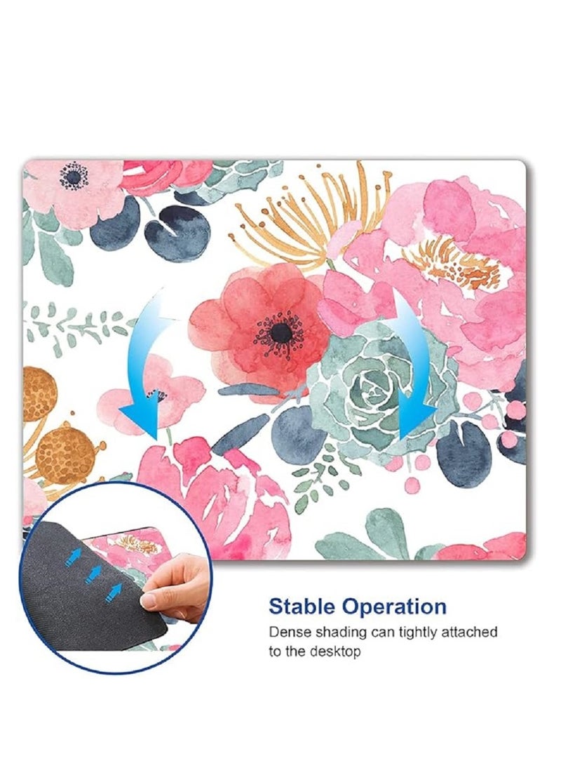 general Mouse Pad  Anti Slip Rubber Base Mouse Pad 210x260x3mm  For Laptop  Computer And PC  Pink Green Flowers - Image 5