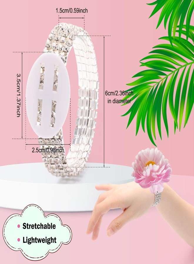 CrazyPiercing 6Pieces Wrist Corsage Supplies Elastic Pearl Wrist Bands Corsage Corsage Bracelet Wrist Bands DIY Wedding Wristband Pearl Wristband Corsage Accessory for Bridal Party Prom - Image 2