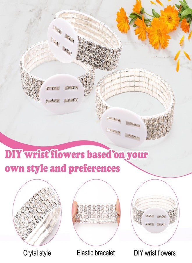 CrazyPiercing 6Pieces Wrist Corsage Supplies Elastic Pearl Wrist Bands Corsage Corsage Bracelet Wrist Bands DIY Wedding Wristband Pearl Wristband Corsage Accessory for Bridal Party Prom - Image 3