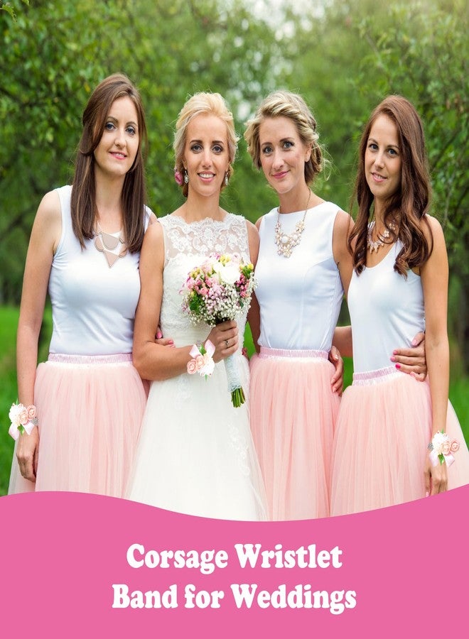 CrazyPiercing 6Pieces Wrist Corsage Supplies Elastic Pearl Wrist Bands Corsage Corsage Bracelet Wrist Bands DIY Wedding Wristband Pearl Wristband Corsage Accessory for Bridal Party Prom - Image 5