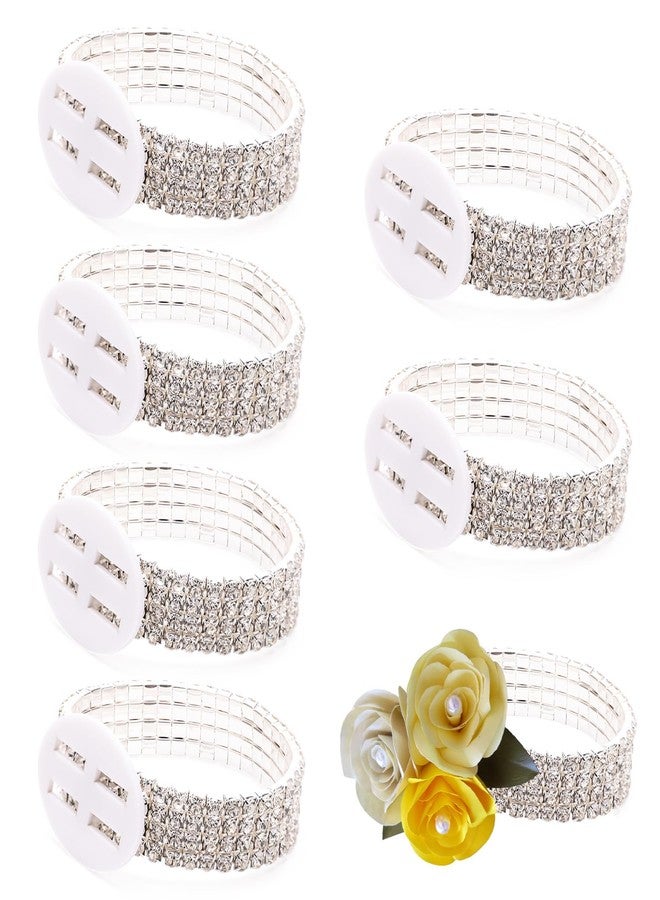 CrazyPiercing 6Pieces Wrist Corsage Supplies Elastic Pearl Wrist Bands Corsage Corsage Bracelet Wrist Bands DIY Wedding Wristband Pearl Wristband Corsage Accessory for Bridal Party Prom - Image 1