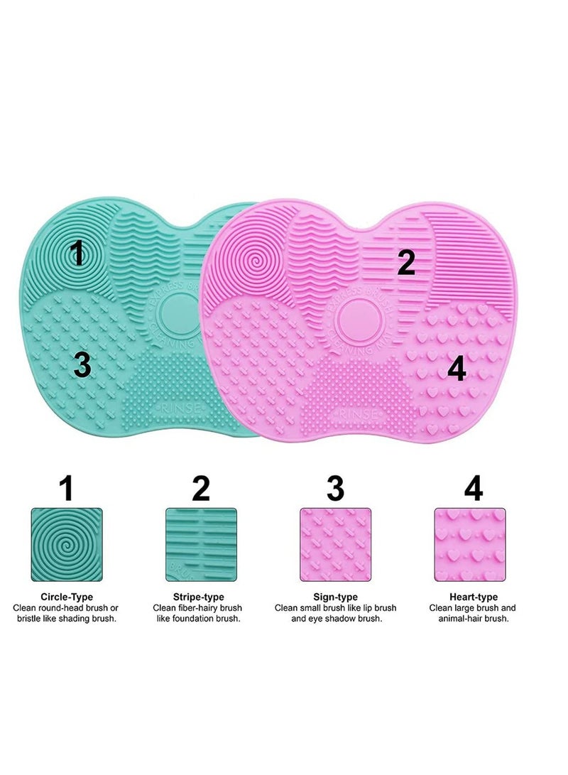 2 عبوتين من حصيرة تنظيف فرش المكياج سيليكون منظف فرش المكياج وسادة تنظيف الفرش والفرشاة مع كوب شفط أداة غسيل محمولة لفرش المكياج - Image 2