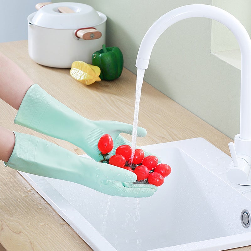 Durable PVC Kitchen Gloves for Dishwashing and House Cleaning Pink - Image 1