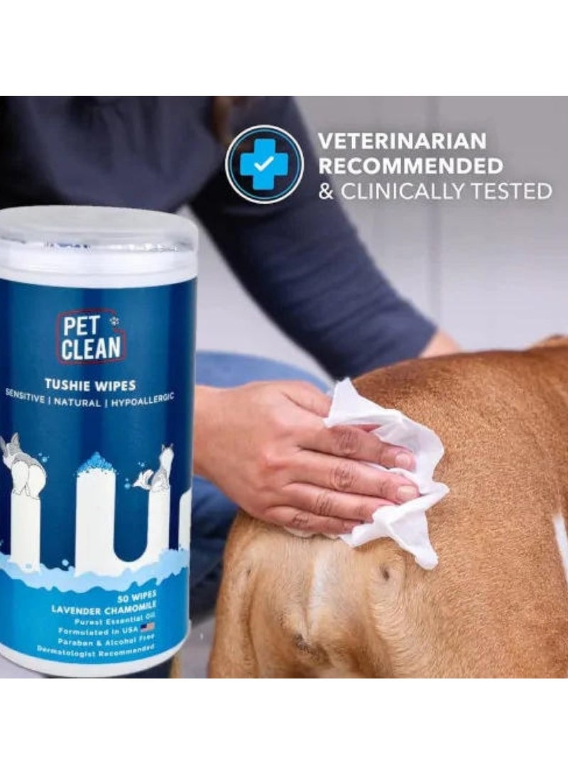 Pet Clean Lavender Chamomile Tushy Wipes Gentle Care For Dogs And Pet Cats 50 Pieces Pack - Image 2