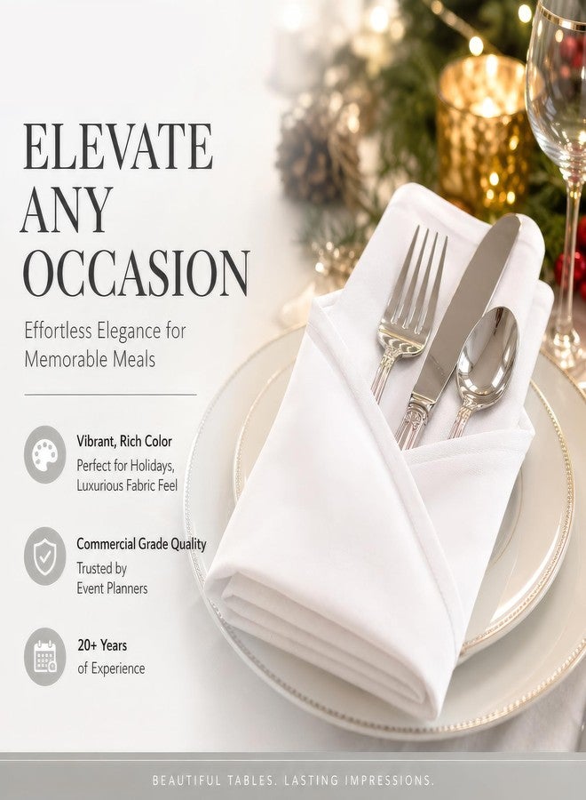 TableLinensforLess White Cloth Napkins Set of 6, 20x20 XL Hemmed SimplyPoly Polyester, Washable Reusable Dinner Table Napkins for Parties and Bridal Showers - Image 2