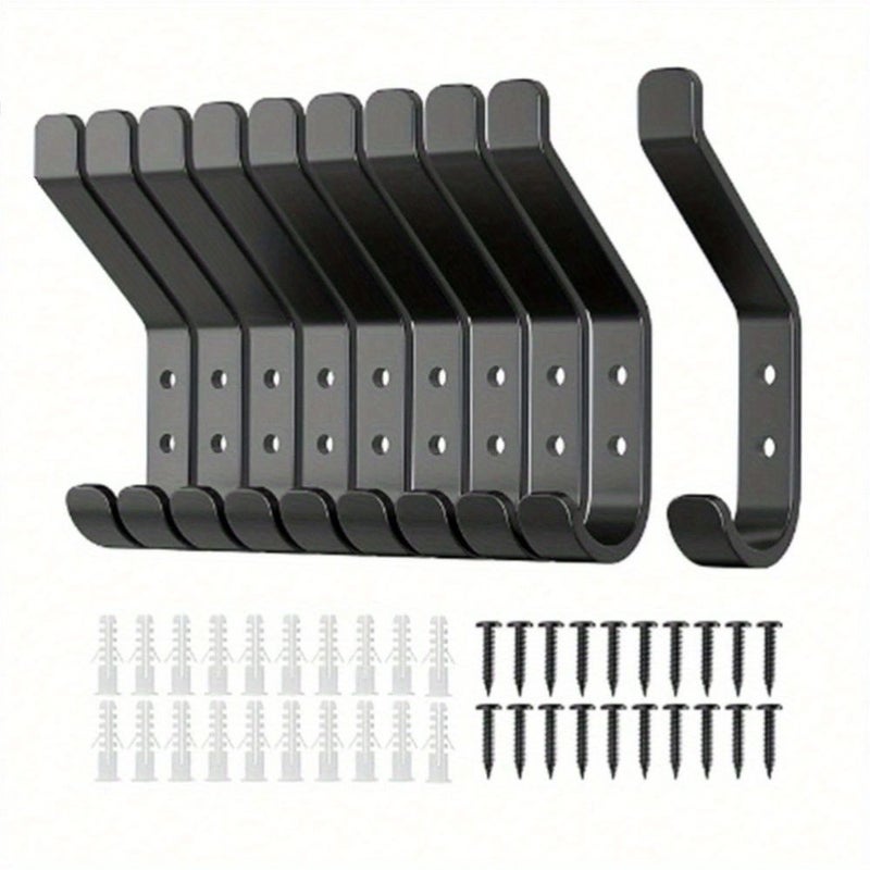 Black Stainless Steel Wall Hooks 10 Pack Heavy Duty 20 Lbs with Screws - Image 2