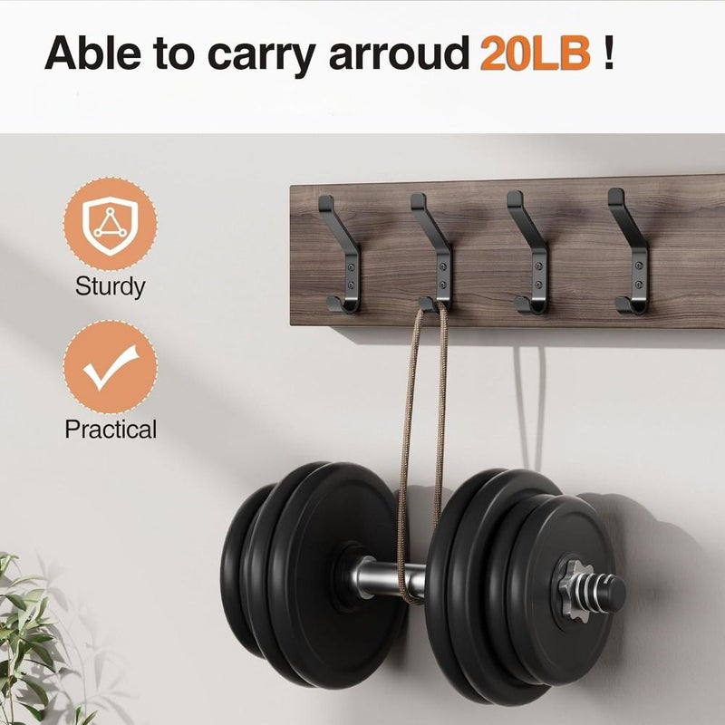 Black Stainless Steel Wall Hooks 10 Pack Heavy Duty 20 Lbs with Screws - Image 4