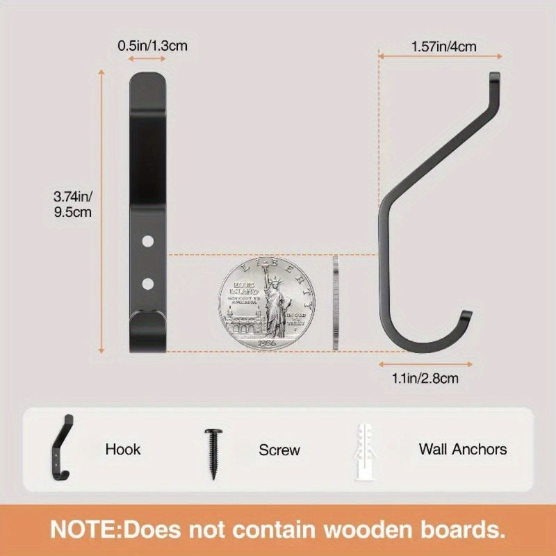 Black Stainless Steel Wall Hooks 10 Pack Heavy Duty 20 Lbs with Screws - Image 3