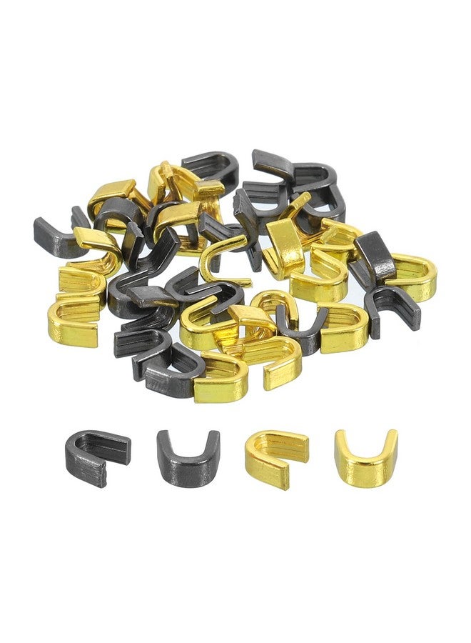 uxcell uxcell 40Pcs Zipper Slider Retainers - #5 U Shape Top Stoppers for Bags Coats Jackets Closed-end Zippers Replacing, Metallic Black & Gold Tone - Image 1