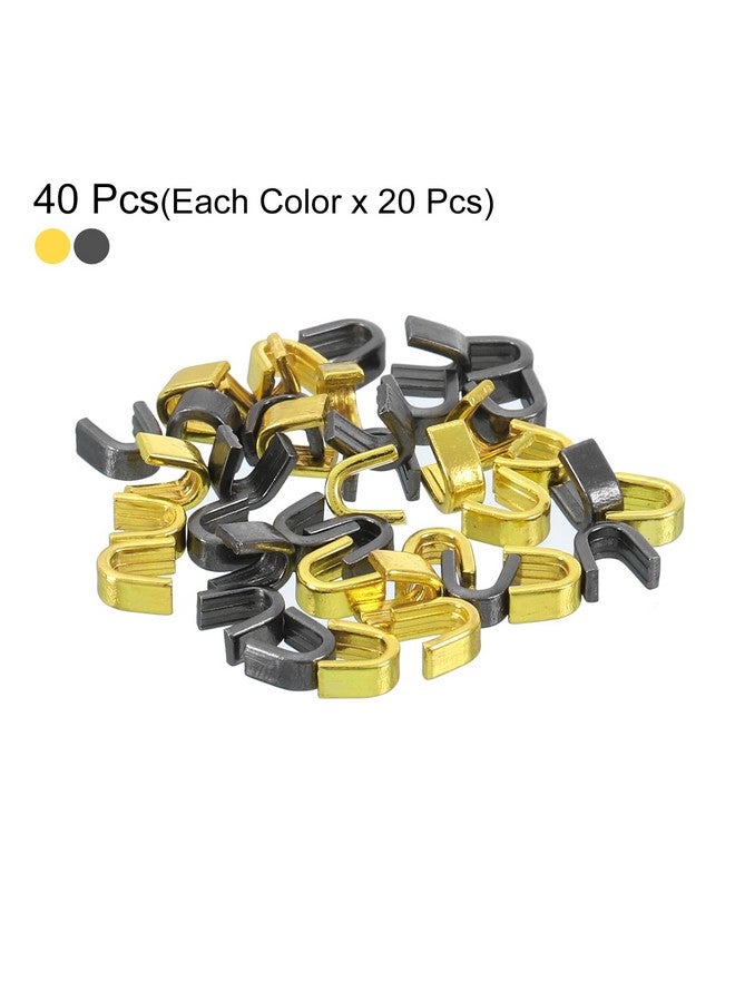 uxcell uxcell 40Pcs Zipper Slider Retainers - #5 U Shape Top Stoppers for Bags Coats Jackets Closed-end Zippers Replacing, Metallic Black & Gold Tone - Image 3