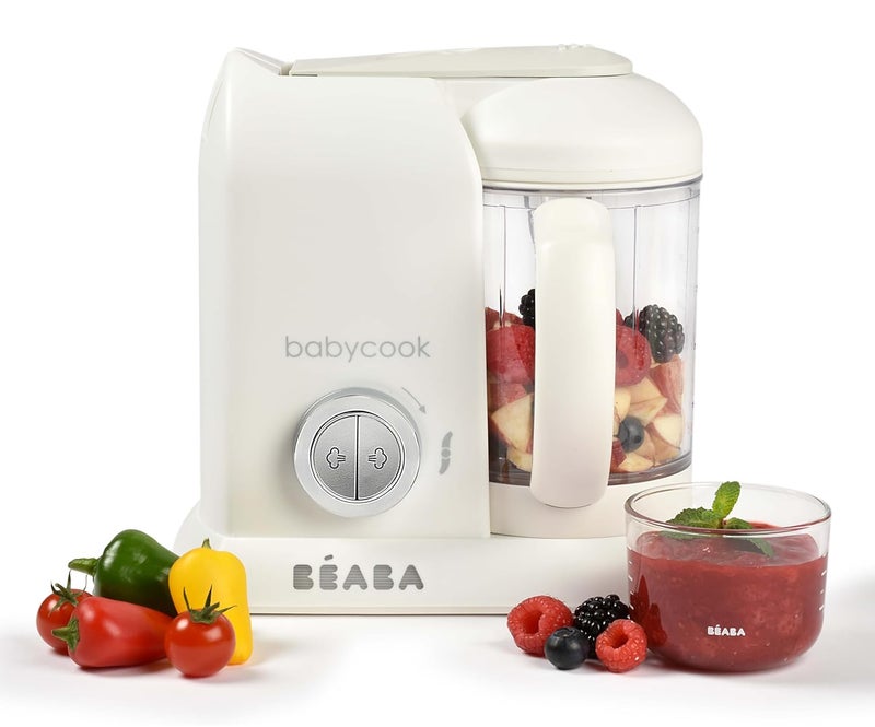 Baba BEABA Babycook Solo 4 in 1 Baby Food Maker, Baby Food Processor Baby Food Steamer, Lrg Capacity 4.5 Cups 27 Servings in 20 Mins, Auto Steam Cooking, Puree Blender, White - Image 1