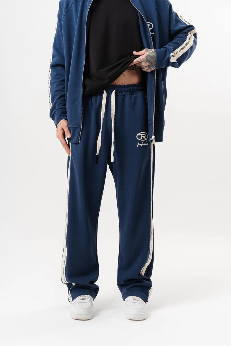 RESPIRE Men's FFB Striped Winter Doubleface Baggy Sweatpants Navy Blue