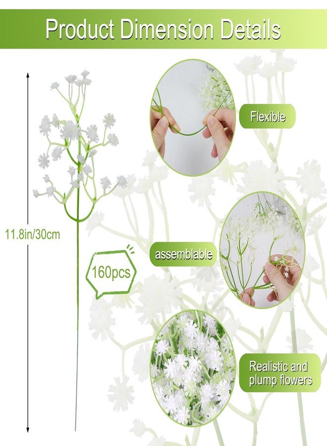 MHMJON Artificial Flowers 160 Pcs Babys Breath Artificial Flowers White Babys Breath Flowers Artificial Bulk Real Touch Fake Gypsophila Realistic Flowers for Wedding Home DIY Decoration - Image 4