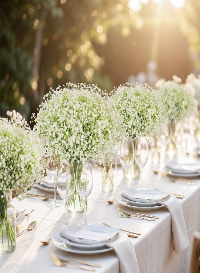 MHMJON Artificial Flowers 160 Pcs Babys Breath Artificial Flowers White Babys Breath Flowers Artificial Bulk Real Touch Fake Gypsophila Realistic Flowers for Wedding Home DIY Decoration - Image 2