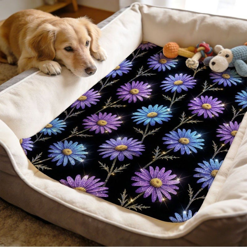 Purple Blue Fluorescent Chrysanthemum Branch Array HD Digital Print Reusable Washable Dog Pee Pads 31.5 X 47.24 Inch Durable Polyester Soft Texture Protection for Pet Adult Menstrual - Image 5