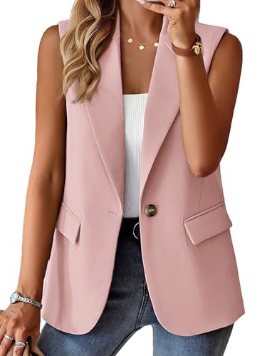 Mina Self Sleeveless Blazers Vest for Women 2025 Tops Pink Womens Fashion Summer Suits Vests Trendy Suit Lightweight Light Jackets Vest Women's Fashion Petite Fitted Ladies Vests Clothing - Image 1