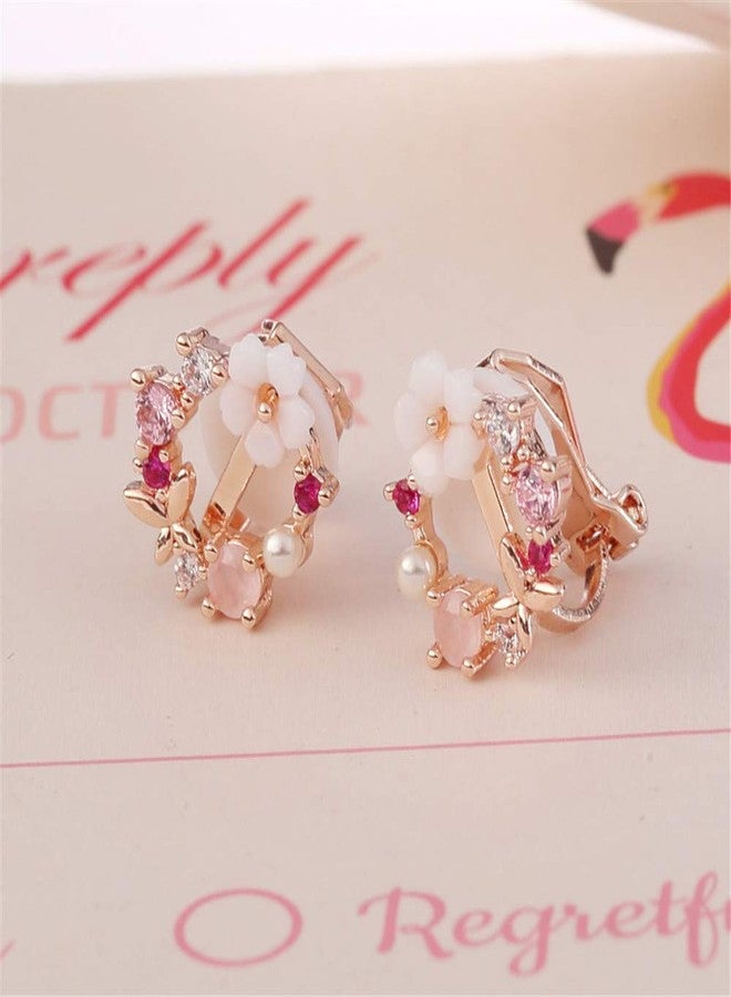 جريس جون أقراط GRACE JUN الصغيرة على شكل زهرة، بدون ثقب، للنساء، أنيقة وعصرية، مرصعة بالزركون، دائرية ومجوفة (J781) - Image 4