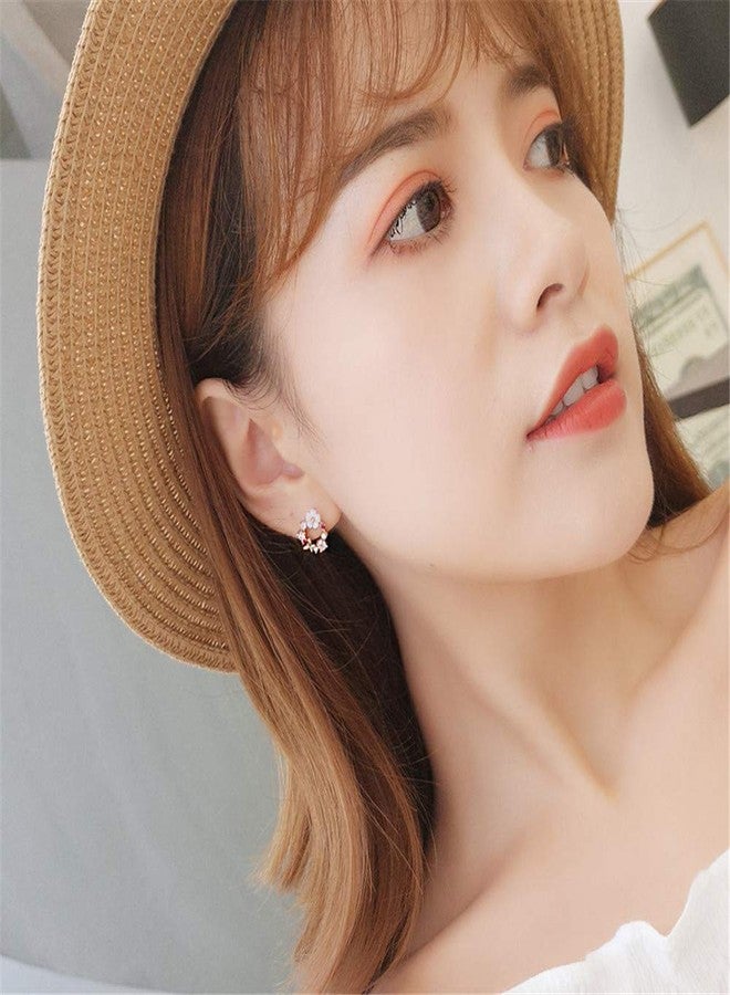 جريس جون أقراط GRACE JUN الصغيرة على شكل زهرة، بدون ثقب، للنساء، أنيقة وعصرية، مرصعة بالزركون، دائرية ومجوفة (J781) - Image 3