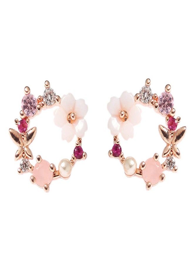 جريس جون أقراط GRACE JUN الصغيرة على شكل زهرة، بدون ثقب، للنساء، أنيقة وعصرية، مرصعة بالزركون، دائرية ومجوفة (J781) - Image 1