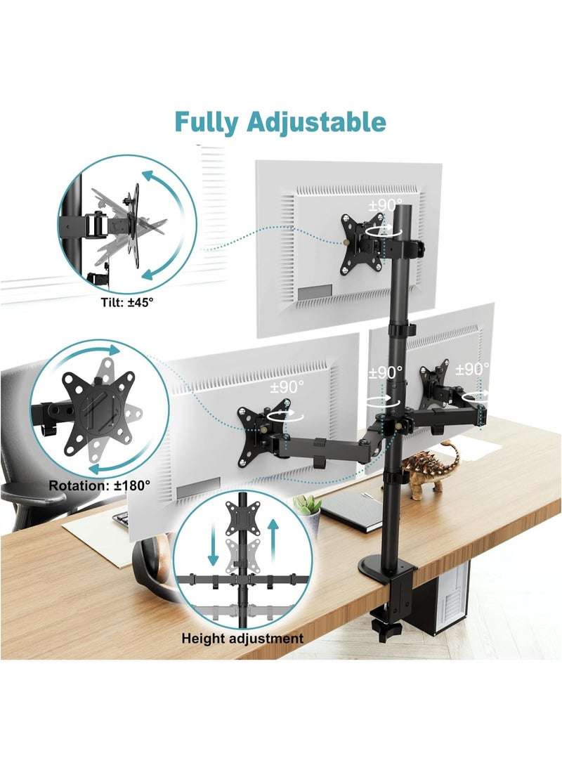 ماركة غير محددة حامل ثلاث شاشات قابل للتعديل 15"-33" مكتبي VESA موديل Z033  - Image 4