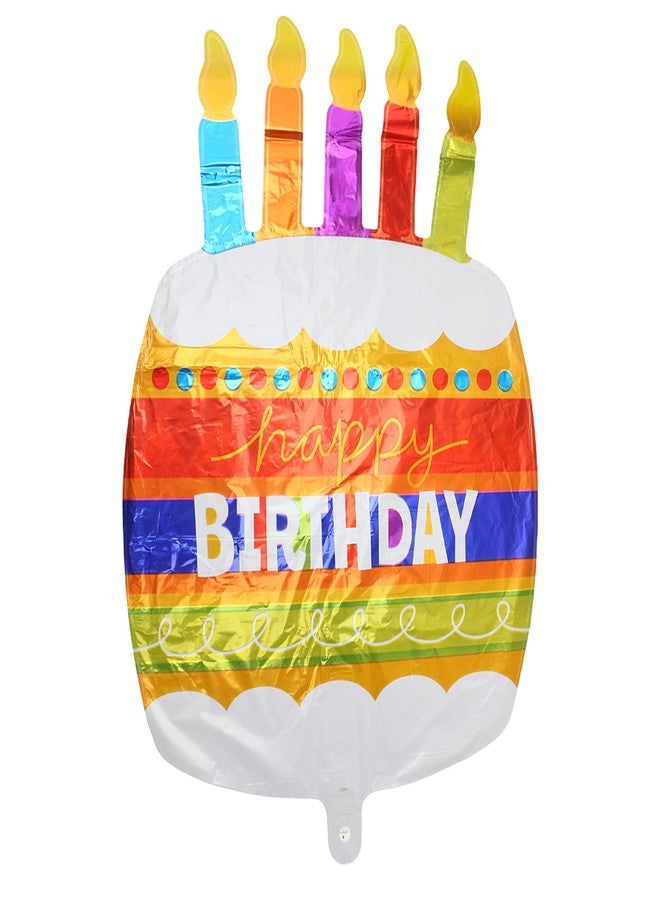 Vesil Happy Birthday Balloon, Large Cake Foil Balloon with Candle Design, 22 Inch Mylar Birthday Decorations for Kids and Adults Party Supplies with Ribbon - Image 2