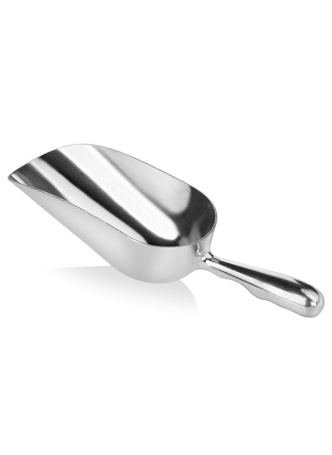 New Star Foodservice New Star Foodservice 34509 One-Piece Cast Aluminum Round Bottom Bar Ice Flour Utility Scoop  5-Ounce  Silver  - Image 1