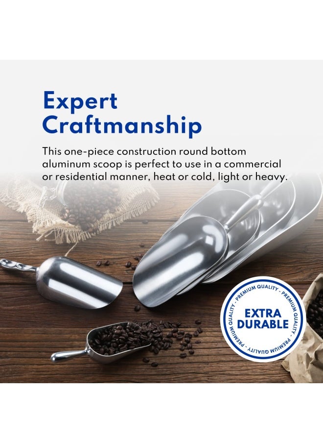 New Star Foodservice New Star Foodservice 34509 One-Piece Cast Aluminum Round Bottom Bar Ice Flour Utility Scoop  5-Ounce  Silver  - Image 5