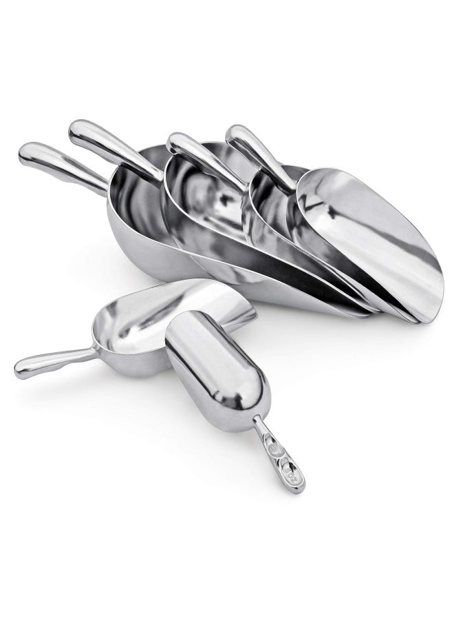 New Star Foodservice New Star Foodservice 34509 One-Piece Cast Aluminum Round Bottom Bar Ice Flour Utility Scoop  5-Ounce  Silver  - Image 4