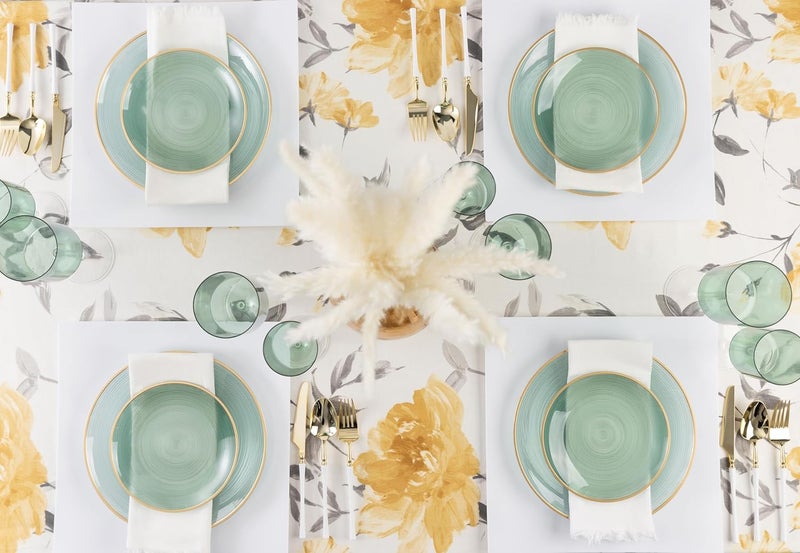 PLASTICPRO 64 Pieces Crystal Design Plastic Plates Combo Pack 7 inch and 10 inch Gold Rim Elegant Disposable Plates, Transparent Green - Image 4