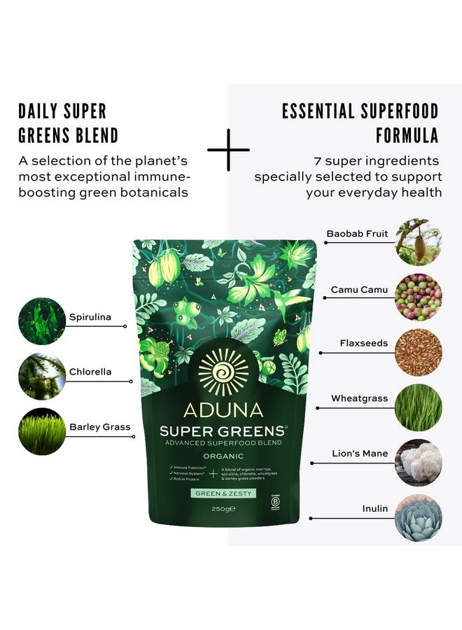 Aduna Advanced Superfood Super Greens Blend | 100% Organic Powder for Smoothies/Juices & Yoghurt | 250g Resealable and Recyclable Pack - Image 4