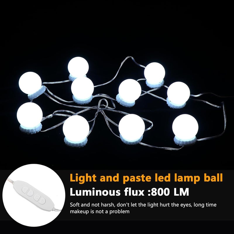Gatuida Stick on Mirror Light Kit with 10 USB Dimmable LED Bulbs, Three-Color Dressing Table Lights for Makeup Desk and Bathroom Vanity - Image 3