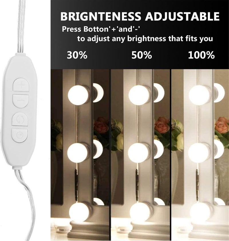 Gatuida Stick on Mirror Light Kit with 10 USB Dimmable LED Bulbs, Three-Color Dressing Table Lights for Makeup Desk and Bathroom Vanity - Image 2