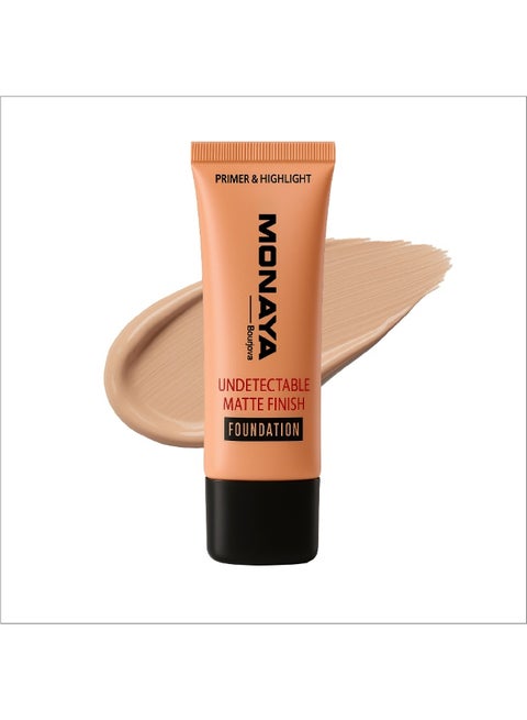 F002 Primer & Highlight Undetectable Matte Finish Foundation – Full Coverage, Liquid Foundation, Waterproof, Affordable Makeup, Concealer Effect, Long-Lasting