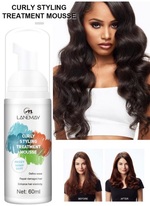Curl Hair Control Mousse Non Sticky Moisturizing Nourishing Repairing Curl Hair Foam Mousse for Hair Styling Volumizing and Against Frizz Professional Design for Curl Hair