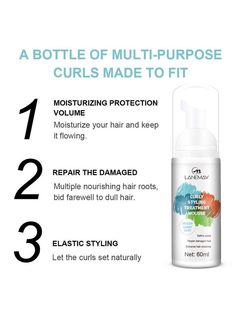 Curl Hair Control Mousse Non Sticky Moisturizing Nourishing Repairing Curl Hair Foam Mousse for Hair Styling Volumizing and Against Frizz Professional Design for Curl Hair