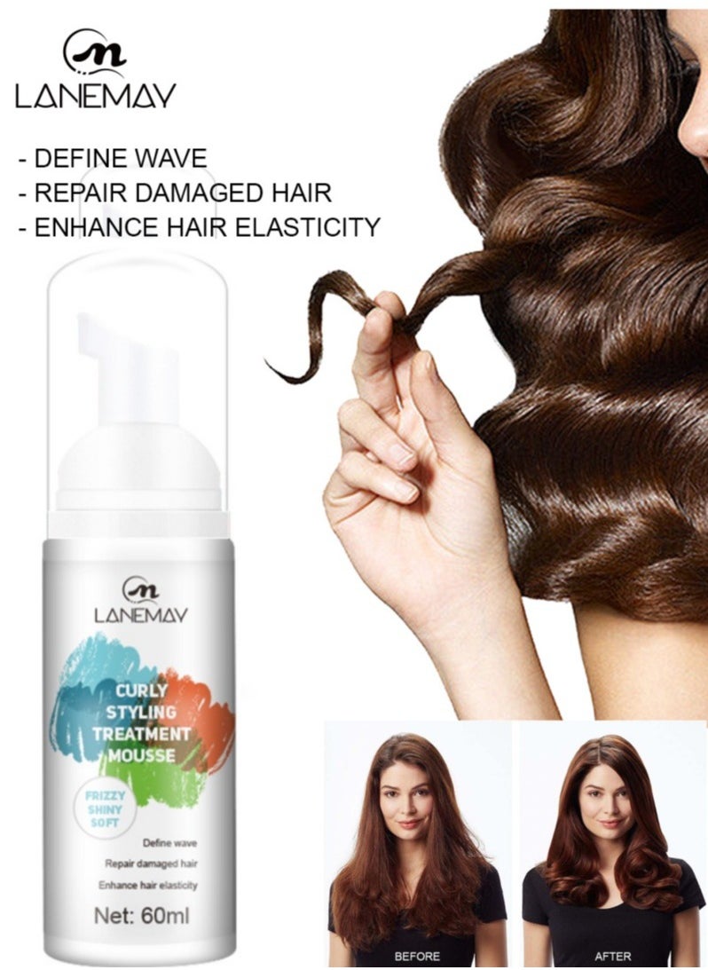 Curl Hair Control Mousse Non Sticky Moisturizing Nourishing Repairing Curl Hair Foam Mousse for Hair Styling Volumizing and Against Frizz Professional Design for Curl Hair